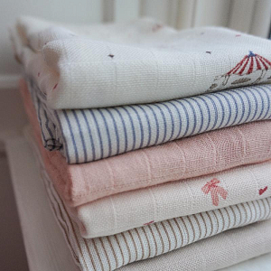 Набор муслиновых пеленок Cam Cam Copenhagen "Carousel", 2 шт, микс с кремовым, 70 x 70 см